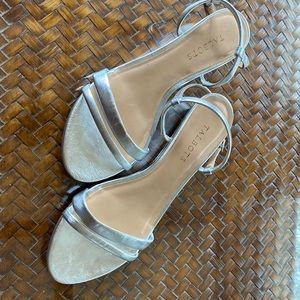 Size 9 Silver strappy low heel Talbots sandals